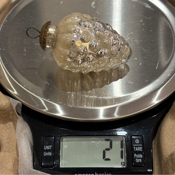 Vintage 3.25" KUGEL GERMAN SILVER MERCURY GLASS GRAPE CLUSTER CHRISTMAS ORNAMENT - Picture 6 of 6